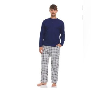 Greg Norman Pajama Set Thermal Top & Fleece Pant Lounge Set Blue   NWOT  MEDIUM
